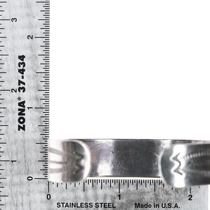 6.5" c1940's Navajo silver heavily stamped cuff bracelet - Estate Fresh Austin