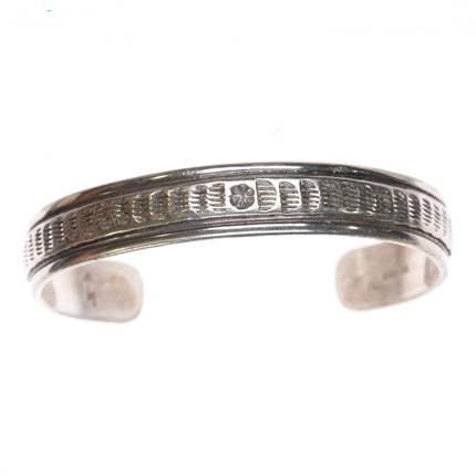 6" Verna Blackgoat Navajo silver cuff bracelet - Estate Fresh Austin