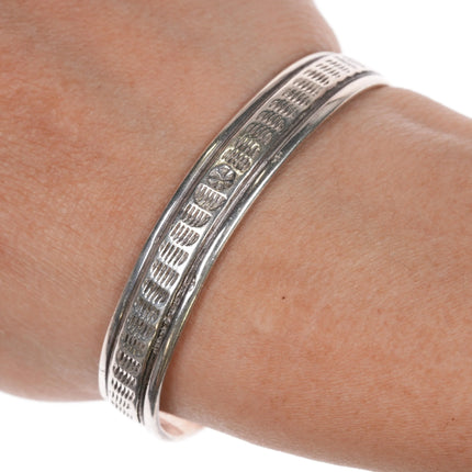 6" Verna Blackgoat Navajo silver cuff bracelet - Estate Fresh Austin