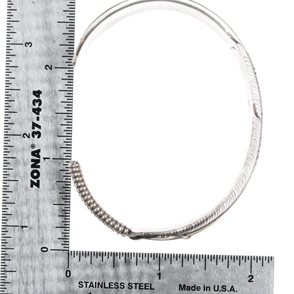 7" Vintage Navajo silver feather cuff bracelet - Estate Fresh Austin