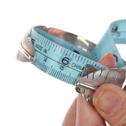 6.25" Michael Kirk Navajo silver feather cuff bracelet sterling - Estate Fresh Austin