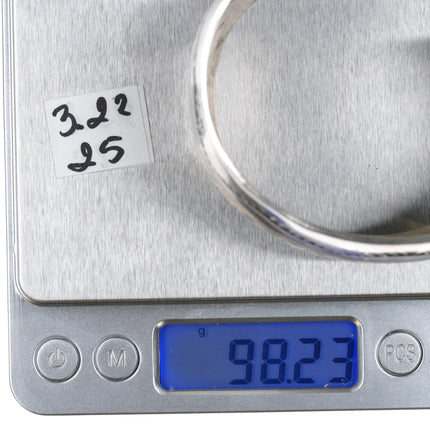 7.625" Rick Enriquez Navajo sterling heavily stamped silver wide cuff bracelet - Estate Fresh Austin