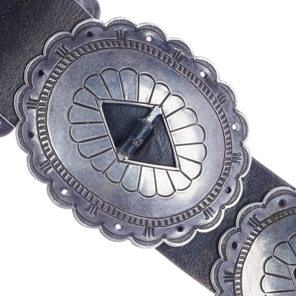 40's-50's Navajo First Phase Revival large Silver concho belt - Estate Fresh Austin