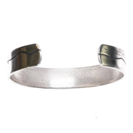 6.625" Vintage southwestern sterling mountain range desert cuff bracelet - Estate Fresh Austin