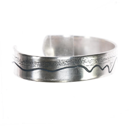 6.625" Vintage southwestern sterling mountain range desert cuff bracelet - Estate Fresh Austin