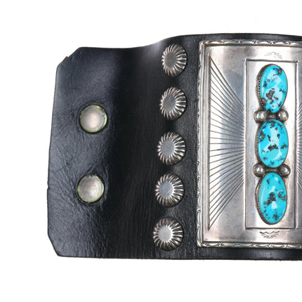 8" Vintage Ketoh Bowguard silver and turquoise bracelet - Estate Fresh Austin