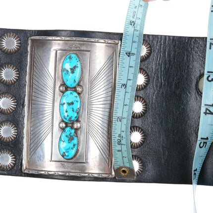 8" Vintage Ketoh Bowguard silver and turquoise bracelet - Estate Fresh Austin