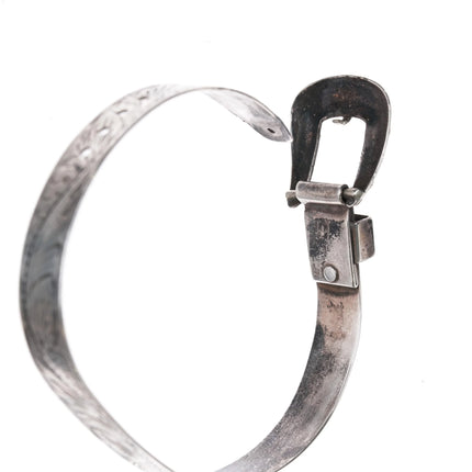 6.25" Adjustable Fritch Bros Sterling gold fill Hand engraved bangle bracelet - Estate Fresh Austin