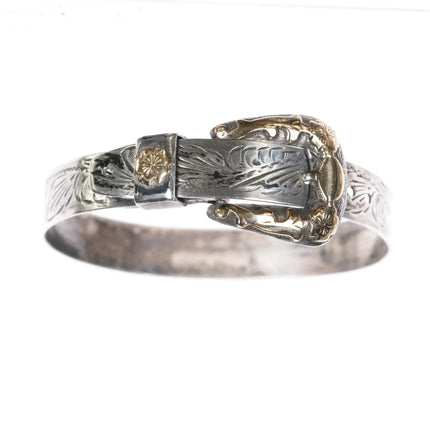 6.25" Adjustable Fritch Bros Sterling gold fill Hand engraved bangle bracelet - Estate Fresh Austin