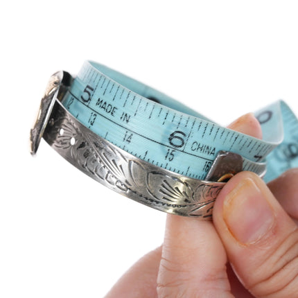 6.25" Adjustable Fritch Bros Sterling gold fill Hand engraved bangle bracelet - Estate Fresh Austin