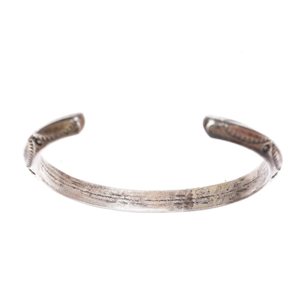 6.12" vintage Navajo heavily stamped carinated silver cuff bracelet - Estate Fresh Austin