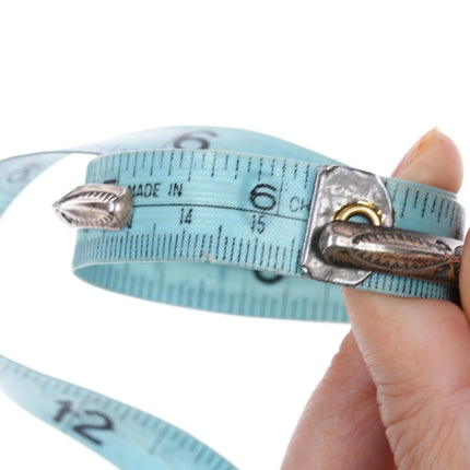 6.12" vintage Navajo heavily stamped carinated silver cuff bracelet - Estate Fresh Austin