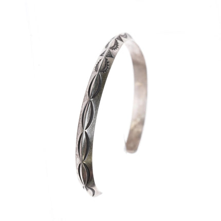 6.5" vintage Navajo heavily stamped carinated silver cuff bracelet - Estate Fresh Austin