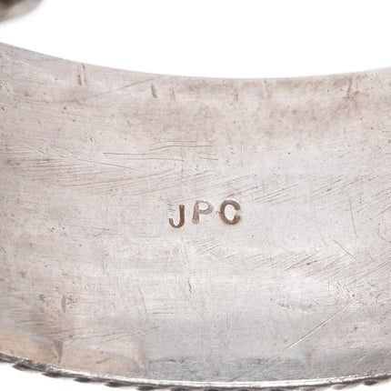 6.12" Jessica Chavez Zuni sterling turquoise inlay 4 row cuff bracelet - Estate Fresh Austin