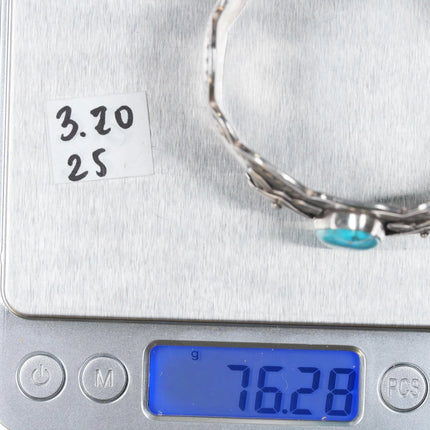 7" M Guerro Navajo silver and turquoise heavy cuff bracelet - Estate Fresh Austin