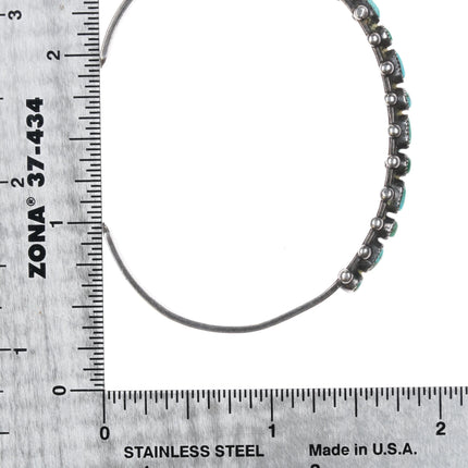 6" 30's-40's Zuni Silver Dot dot Dash turquoise row cuff bracelet - Estate Fresh Austin