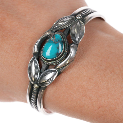 6.25" Harry Morgan Navajo silver Bisbee turquoise cuff bracelet - Estate Fresh Austin