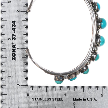 6.25" Vintage Native American silver bulbous turquoise row cuff bracelet - Estate Fresh Austin