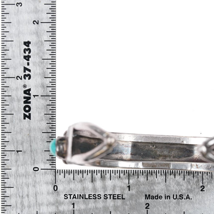 6.25" Vintage Native American silver bulbous turquoise row cuff bracelet - Estate Fresh Austin