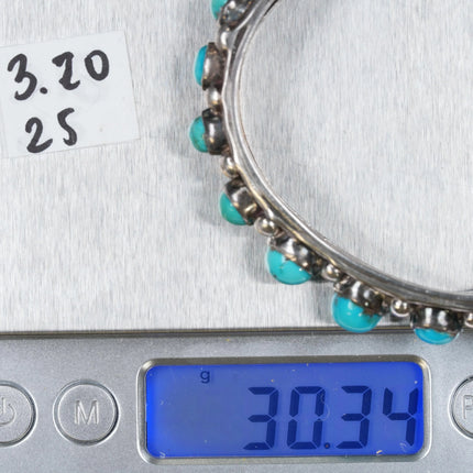 6.25" Vintage Native American silver bulbous turquoise row cuff bracelet - Estate Fresh Austin