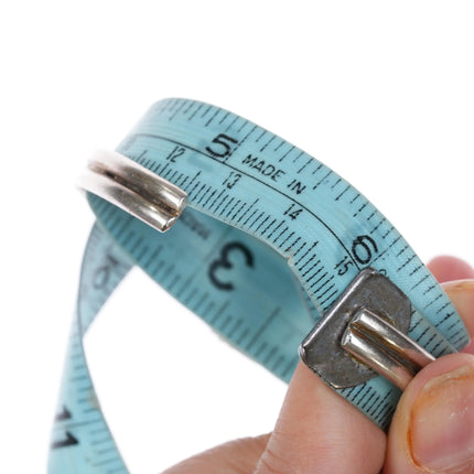 6" 60's-70's Navajo silver cuff bracelet w/turquoise - Estate Fresh Austin