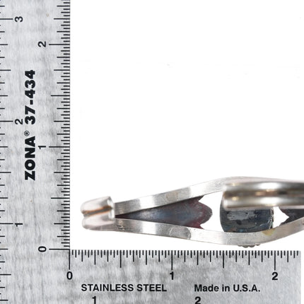 6" 60's-70's Navajo silver cuff bracelet w/turquoise - Estate Fresh Austin