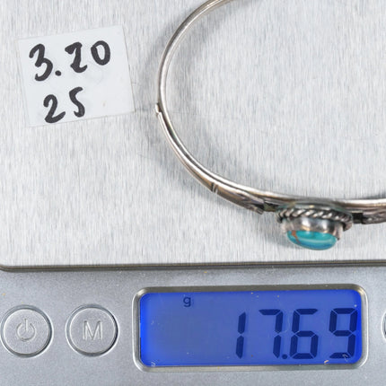 6" 60's-70's Navajo silver cuff bracelet w/turquoise - Estate Fresh Austin