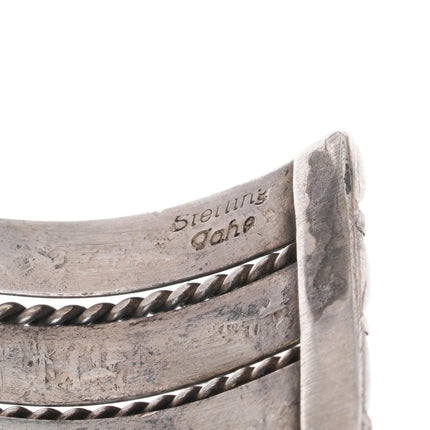 6.5" Tahe Sterling 4 row Navajo cuff bracelet with twisted wire dividers - Estate Fresh Austin