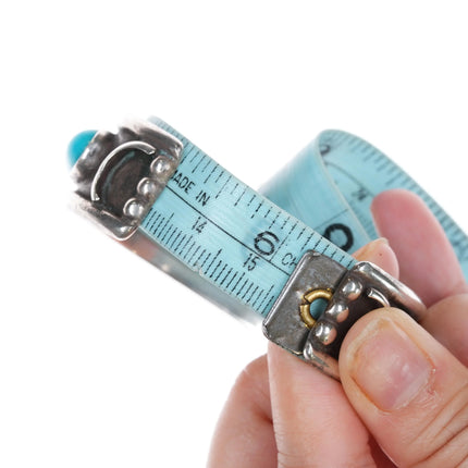 6.12" c1970's TC Navajo silver/turquoise modernist cuff bracelet - Estate Fresh Austin