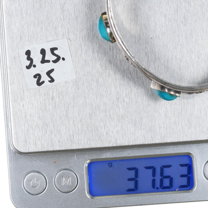 6.12" c1970's TC Navajo silver/turquoise modernist cuff bracelet - Estate Fresh Austin