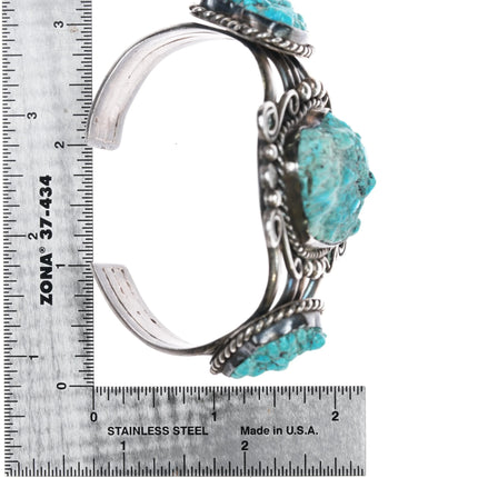 6.625" 60's-70's Navajo sterling Botryoidal turquoise cuff bracelet - Estate Fresh Austin