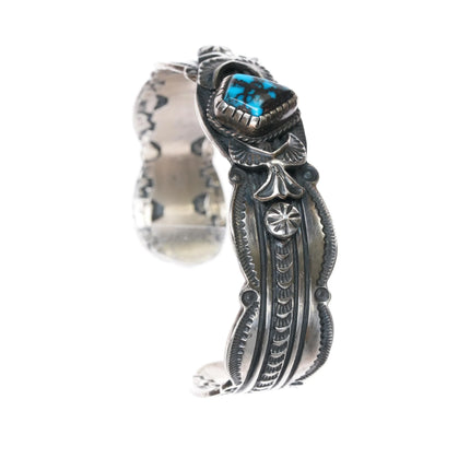 6.75" Virgil Begay Navajo silver high grade turquoise cuff bracelet - Estate Fresh Austin