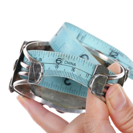 6.75" vintage Zuni heavy sterling silver MOP Inlay bird cuff bracelet - Estate Fresh Austin