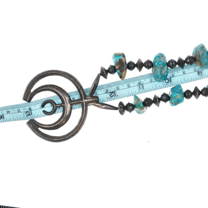 60's-70's Navajo sterling silver turquoise beaded naja necklace - Estate Fresh Austin