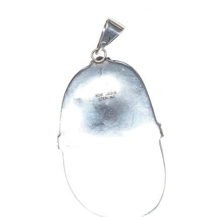 Roie Jaque Navajo sterling larger turquoise pendant - Estate Fresh Austin