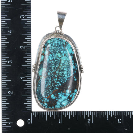 Roie Jaque Navajo sterling larger turquoise pendant - Estate Fresh Austin