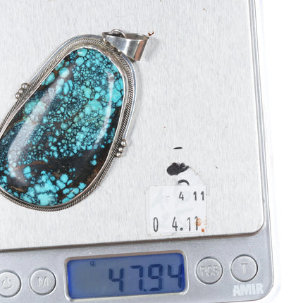 Roie Jaque Navajo sterling larger turquoise pendant - Estate Fresh Austin