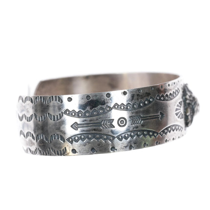 6.5" c1930's Mohawk Trail Fred Harvey era sterling souvenir cuff bracelet - Estate Fresh Austin