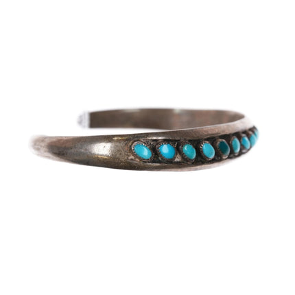6.125" c1950's Sterling and turquoise slant row cast cuff bracelet - Estate Fresh Austin