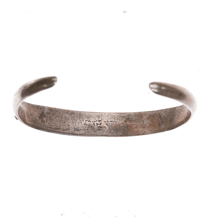 6.125" c1950's Sterling and turquoise slant row cast cuff bracelet - Estate Fresh Austin