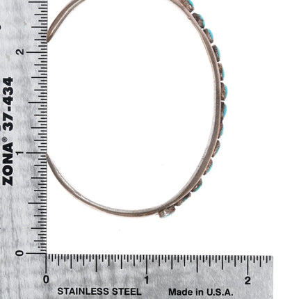 6.125" c1950's Sterling and turquoise slant row cast cuff bracelet - Estate Fresh Austin