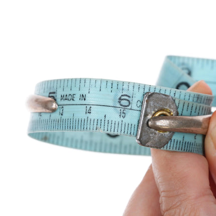 6.125" c1950's Sterling and turquoise slant row cast cuff bracelet - Estate Fresh Austin