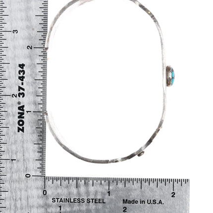 6.75" Wilbert Benally Navajo silver spiderweb turquoise single stone cuff bracelet - Estate Fresh Austin