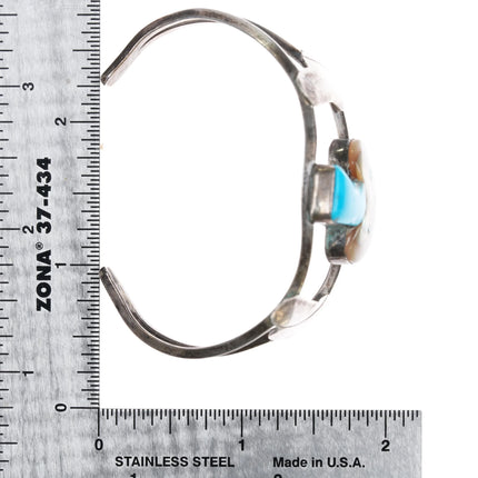 6.25" Zuni sterling mushroom inlay cuff bracelet - Estate Fresh Austin