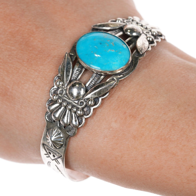 6.375" Bell Trading Post sterling and turquoise cuff bracelet arrows - Estate Fresh Austin