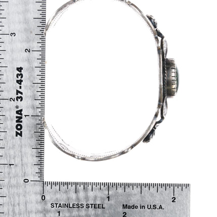 6.5" Virgil Begay Navajo silver spiderweb Damele Variscite cuff bracelet - Estate Fresh Austin