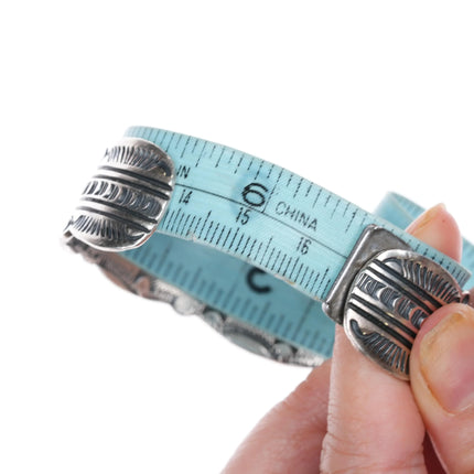 6.5" Virgil Begay Navajo silver spiderweb Damele Variscite cuff bracelet - Estate Fresh Austin