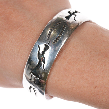 6" Vintage Navajo overlay cuff bracelet sterling silver c - Estate Fresh Austin