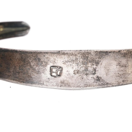 6.5" Slim EC sterling and turquoise row cuff bracelet - Estate Fresh Austin