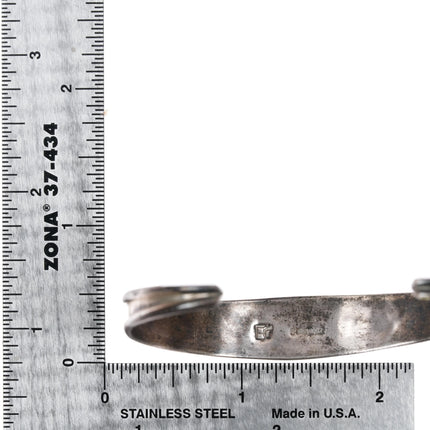 6.5" Slim EC sterling and turquoise row cuff bracelet - Estate Fresh Austin